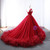 Ball Gown Burgundy Tulle Appliques Backless Wedding Dress