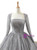 Gray Ball Gown Sequins Long Sleeve Backless Wedding Dress