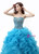 Blue Ball Gown Organza Sweetheart Beading Wedding Dress