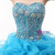 Blue Ball Gown Organza Sweetheart Beading Wedding Dress