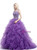 Purple Organza Ruffle Backless Floor Length Beading Wedding Dress