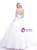 White Tulle Applique Deep V-neck Backless Long Sleeve Wedding Dress