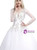 White Tulle Applique Deep V-neck Backless Long Sleeve Wedding Dress