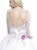 White Tulle Applique Deep V-neck Backless Long Sleeve Wedding Dress