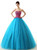 Blue Tulle Red Appliques Sweetheart neck Floor Length Quinceanera Dresses