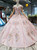 Pink Ball Gown Off The Shoulder Appliques Pearls Wedding Dress