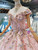 Pink Ball Gown Off The Shoulder Appliques Pearls Wedding Dress