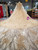 Champagne Ball Gown Long Sleeve Sequins Appliques Wedding Dress