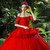 Red Ball Gown Tulle Appliques Short Sleeve Hand Made Flower Wedding Dress