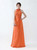 Orange Halter Chiffon Floor Length Bridesmaid Dress With Pleats