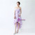 Purple Chiffon Hi Lo Sweetheart Neck High Waist Bridesmaid Dress