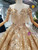 Gold Ball Gown Sequins Off The Shoulder Backless With Beading Wedding Dress