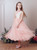 In Stock:Ship in 48 Hours Pink High Neck Tulle Tea Length Girl Dress