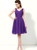 Purple Chiffon V-neck Backless With Pleats Knee Length Bridesmaid Dress