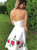 White Sweetheart Neck Satin Appliques Short Homecoming Dress
