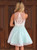 A-Line V Neck Mint Green Lace Appliques Homecoming Dress