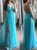 Fashion Simple Prom Dress  Deep V-Neck Slit Long Party Dresses