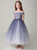 A-Line Blue Tulle Off The Shoulder Long Flower Girl Dress