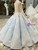 Blue Ball Gown Short Sleeve Sequins Lace With Beading Wedding Dress