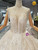 Champagne Ball Gown Sequins High Neck Long Train Wedding Dress