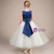 Blue Satin White Tulle Long Sleeveless Flower Girl Dress With Bow