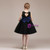 A-Line Black Tulle Gold Sequins With Sash Short Flower Girl Dress