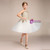 White Tulle Gold Appliques Short Knee Length Flower Girl Dress