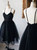 Black Spaghetti Straps Tulle Backless Little Black Homecoming Dress