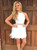 White Two Piece Halter Feather Mini Short Homecoming Dress