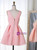 A-Line Pink Lace V-Neck Homecoming Dress With Appliques