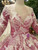 Pink Ball Gown Sequins Long Sleeve Floor Length Appliques Wedding Dress