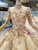 Champagne Ball Gown Tulle Long Sleeve Sequins Appliques Wedding Dress