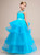 A-Line Blue Tulle Backless Sleeveless Floor Length Flower Girl Dress