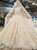 Champagne Ball Gown Strapless Sequins Tulle With Beading Wedding Dress