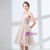 A-Line Pink Tulle Lace Pleats Knee Length Homecoming Dress