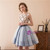 A-Line Blue Tulle Appliques Short Homecoming Dress With Sash