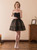 Black Tulle Lace Sweetheart Neck Mini Little Black Homecoming Dress