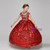 Red Ball Gown High Neck Cap Sleeve Sequins Flower Girl Dress