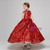 Red Ball Gown High Neck Cap Sleeve Sequins Flower Girl Dress