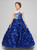 Blue Satin Ball Gown Sequins Appliques Lace Back Flower Girl Dress