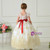 White Tulle Gold Appliques Cap Sleeve With Big Bow Flower Girl Dress