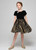 Black Sequins Velvet Short Sleeve Short Flower Girl Dress