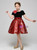 Black Velvet Red Lace Puff Sleeve Flower Girl Dress With Bow