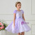 A-Line Purple Lace Cap Sleeve Flower Girl Dress With Sash