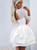 A Line White V Neck Long Sleeve Lace Short Homecoming Dresses