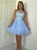 A-line Tulle Jewel Neckline Beaded Appliques Homecoming Dresses 