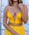 Yellow V-Neck Chiffon Prom Dress Split Side Evening Dress With Crystal