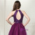 Purple Tulle Halter Backless Homecoming Dress With Beading