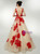 Champagne Tulle Red Sequins Appliques Backless Prom Dress