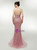 Pink Mermaid Tulle Halter Backless Prom Dress With Beading